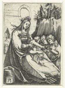 Maria mit dem Christuskind und zwei Jungen von Albrecht Altdorfer