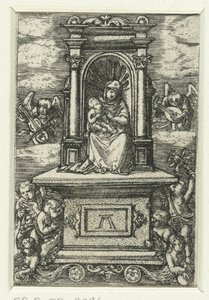 Maria mit Kind auf einem Thron