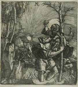 Heiliger Christophorus trägt das Christuskind
