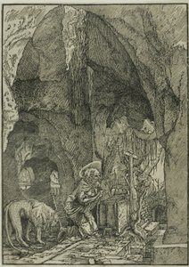 Der heilige Hieronymus in Buße, in einer Höhle von Albrecht Altdorfer