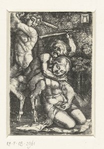 Satyr und ein Mann kämpfen um eine Frau von Albrecht Altdorfer