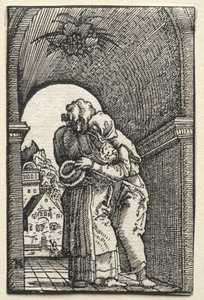 Der Fall und die Erlösung des Menschen: Die Umarmung von Joachim und Anna am Goldenen Tor, 1515 von Albrecht Altdorfer