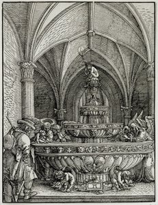 Die Heilige Familie an der Quelle. Gravur von Albrecht Altdorfer. Louvre Museum von Albrecht Altdorfer