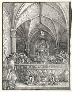 Die Heilige Familie auf der Flucht nach Ägypten an einem Brunnen, ca. 1520 von Albrecht Altdorfer