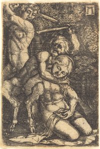 Zwei Satyrn kämpfen um eine Nymphe von Albrecht Altdorfer