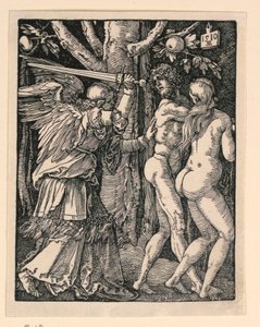 Adam und Eva aus dem Paradies vertrieben, aus der Serie Die kleine Passion von Albrecht Dürer