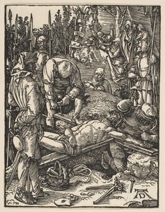 Christus ans Kreuz genagelt, aus Die Kleine Passion, ca. 1509 von Albrecht Dürer