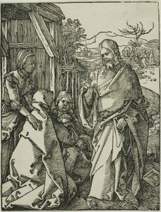 Christus nimmt Abschied von seiner Mutter, aus Die kleine Holzschnittpassion von Albrecht Dürer