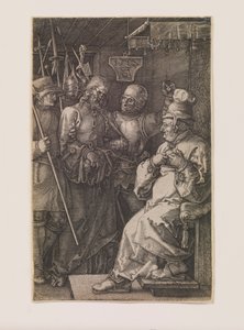 Christus vor Kaiphas, aus der Serie „Die gravierte Passion“ von Albrecht Dürer