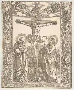 Christus am Kreuz zwischen der Jungfrau und dem Heiligen Johannes