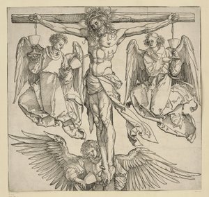 Christus am Kreuz mit drei Engeln von Albrecht Dürer