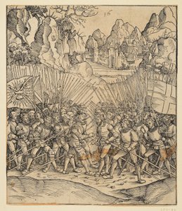 Die Ehrenpforte Kaiser Maximilians I. (Fragment v. 24b): Die Schlachtszene unten links von Albrecht Dürer