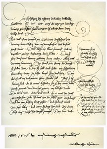 Entwurf von Albrecht Dürers Widmung an Bilibald Pirckheimer, ca. 1523 von Albrecht Dürer