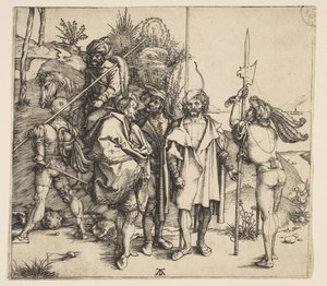 Fünf Fußsoldaten und ein berittener Türke, ca. 1495