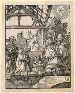 Geburt Christi, Blatt 5 der Folge "Kleine Holzschnitt-Passion" von Albrecht Dürer