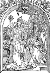 Hrotsvitha überreicht ihr Buch Kaiser Otto I., 1501 1906 von Albrecht Dürer
