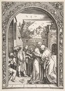 Joachim und Anna am Goldenen Tor, aus dem Leben der Jungfrau, 1504 von Albrecht Dürer