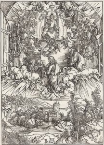 Johannes vor Gottvater und den Ältesten, aus der Folge der Apokalypse