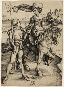 Dame zu Pferd und Landsknecht von Albrecht Dürer