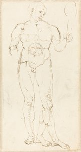Männlicher Akt, der einen Spiegel hält [recto] von Albrecht Dürer