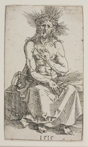 Mann der Schmerzen, sitzend