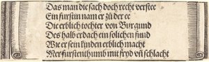 Gedruckter Text für Die Verlobung von Maximilian mit Maria von Burgund, 1515 von Albrecht Dürer