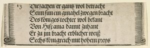 Gedruckter Text für "Die Verlobung von Philipp dem Schönen mit Johanna von Kastilien" von Albrecht Dürer