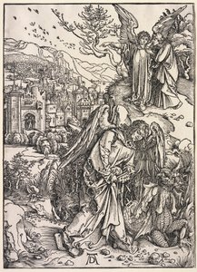 Offenbarung des Johannes: Engel mit dem Schlüssel des Abgrunds von Albrecht Dürer