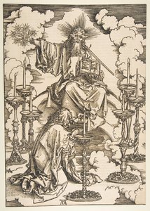Der heilige Johannes betrachtet die sieben goldenen Leuchter, aus der Apokalypse von Albrecht Dürer