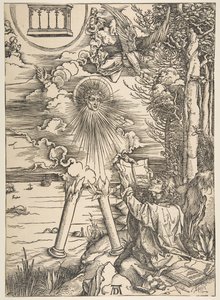Heiliger Johannes verschlingt das Buch, aus der Apokalypse, lateinische Ausgabe, 1511