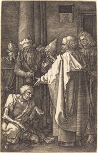 Heilung eines Lahmen durch die Heiligen Petrus und Johannes am Tempeltor von Albrecht Dürer