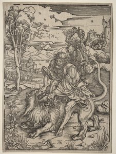 Samson tötet den Löwen von Albrecht Dürer