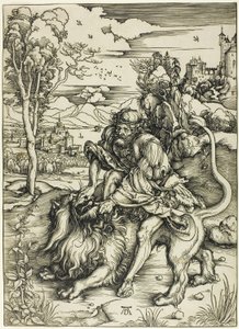 Samson zerreißt den Löwen von Albrecht Dürer