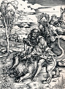 Simson zerreißt den Löwen von Albrecht Dürer