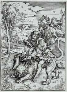 Samson erschlägt den Löwen von Albrecht Dürer