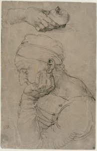 Schlafender Mann und Studie einer Hand mit Salbgefäß von Albrecht Dürer