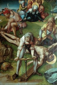 Sieben Schmerzen Polyptychon Christus ans Kreuz genagelt, 1495-1496 von Albrecht Dürer