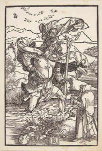 St. Christophorus in der Wildnis mit einem Vogelschwarm