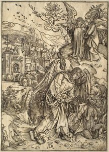 Die Apokalypse: Der Engel mit dem Schlüssel des Abgrunds von Albrecht Dürer