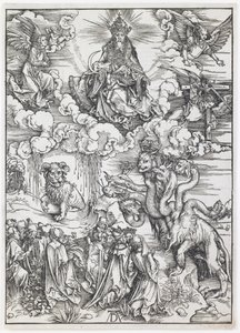 Das Tier mit zwei Hörnern wie ein Lamm, aus der Serie „Die Apokalypse“ von Albrecht Dürer