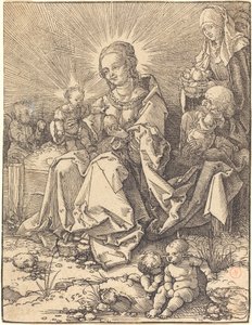 Die Heilige Familie auf einer Grasbank von Albrecht Dürer