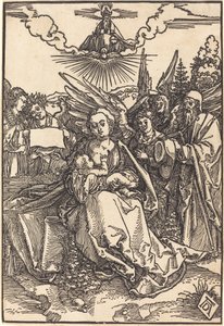 Die Heilige Familie mit fünf Engeln von Albrecht Dürer