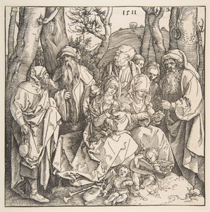 Die Heilige Familie mit Heiligen und zwei musizierenden Engeln, 1511