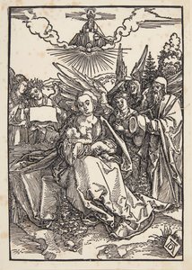 Die Heilige Familie mit fünf Engeln von Albrecht Dürer