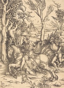 Der Ritter zu Pferd und der Landsknecht, ca. 1496-1497 von Albrecht Dürer