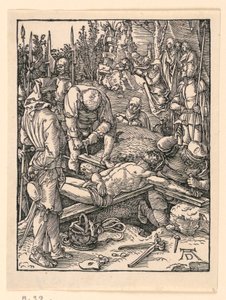 Die Kreuznagelung, aus der Serie Die Kleine Passion von Albrecht Dürer