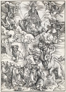 Das siebenköpfige Tier und das Tier mit Lammhörnern, aus Die Apokalypse des Johannes