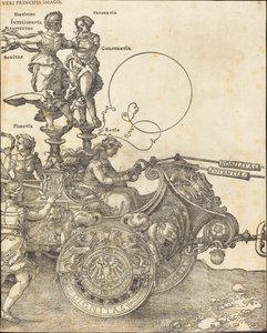 Der Triumphwagen von Maximilian I (Der große Triumphwagen) [Platte 2 von 8] von Albrecht Dürer