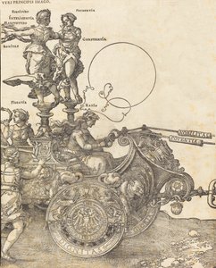Der Triumphwagen von Maximilian I. Der große Triumphwagen [Platte 2 von 8], 1523 Lateinische Ausgabe von Albrecht Dürer