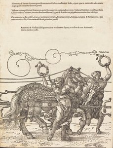 Der Triumphwagen von Maximilian I. Der große Triumphwagen [Platte 6 von 8], 1523 lateinische Ausgabe